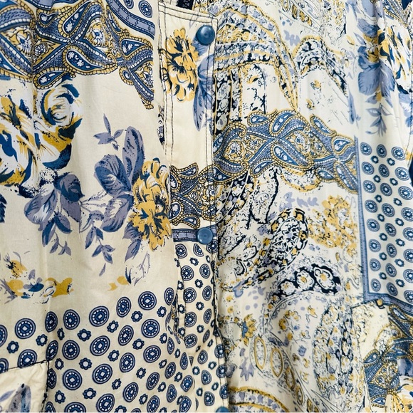 Vintage Details Sportswear 100% silk floral parsley print padded bomber jacket - Picture 7 of 9